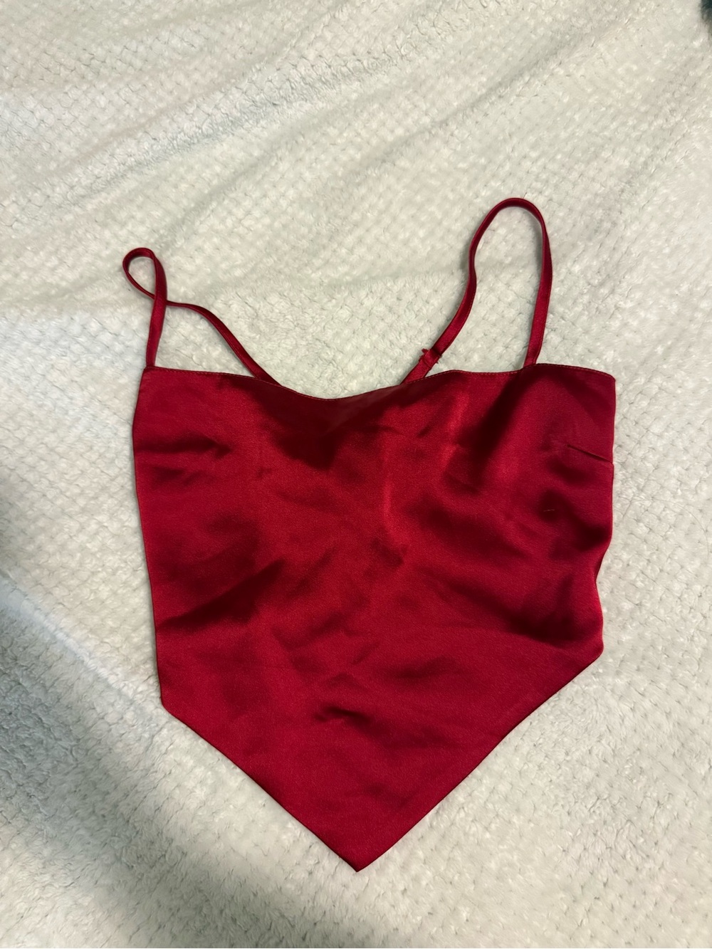 Forever 21 Red Satin crop tank
